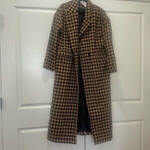Missguided Black and Tan Houndstooth Pea Coat